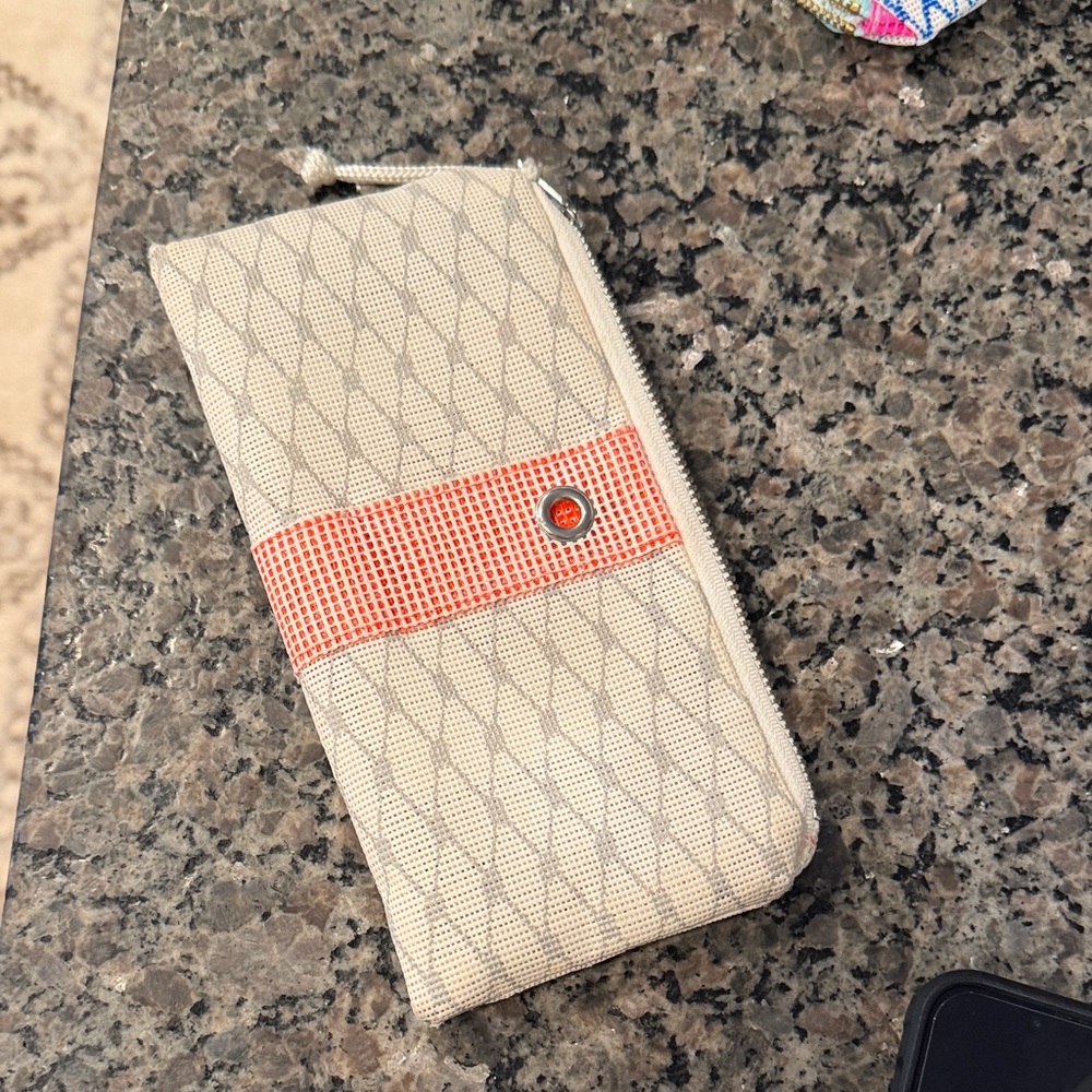 Alaina Marie Gray and Orange Patterned small clutch